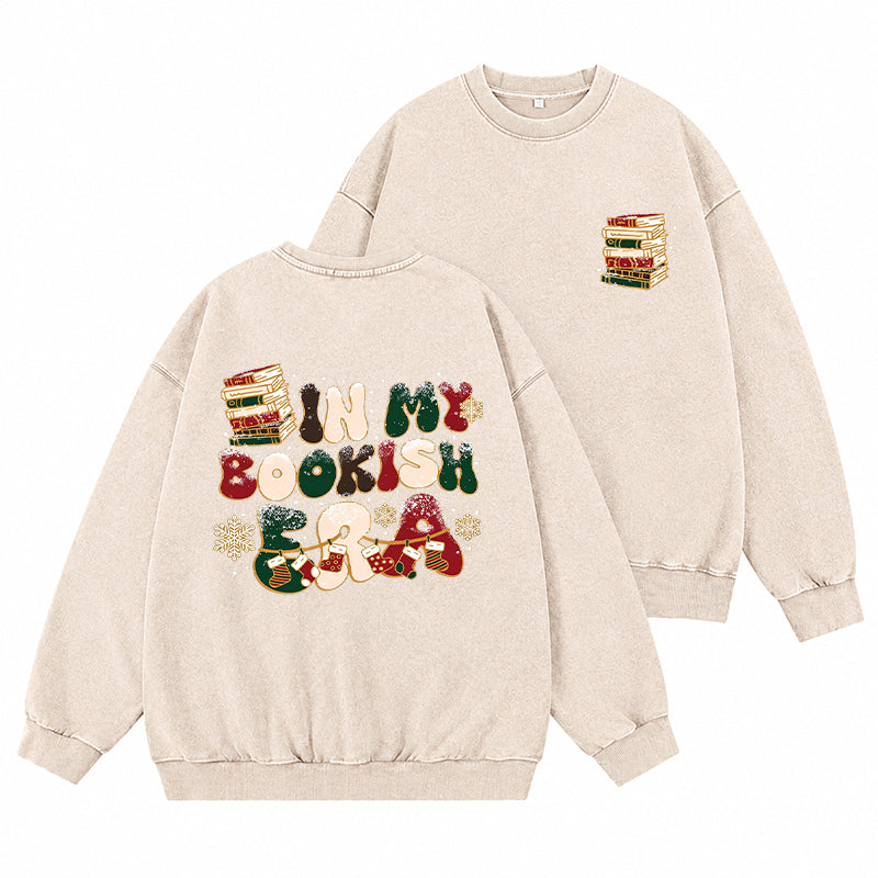 In My Bookish Era Christmas Washed Crewneck Sweatshirt