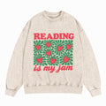Reading Is My Jam Strawberry Washed Crewneck Sweatshirt