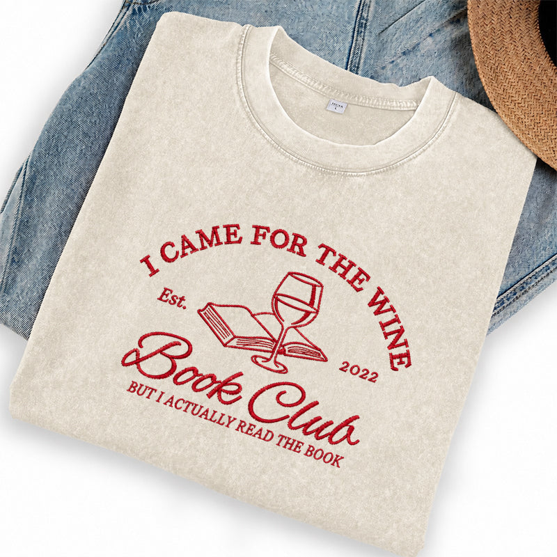 Personalized Embroidered Book Club Washed Crew Neck T-Shirt