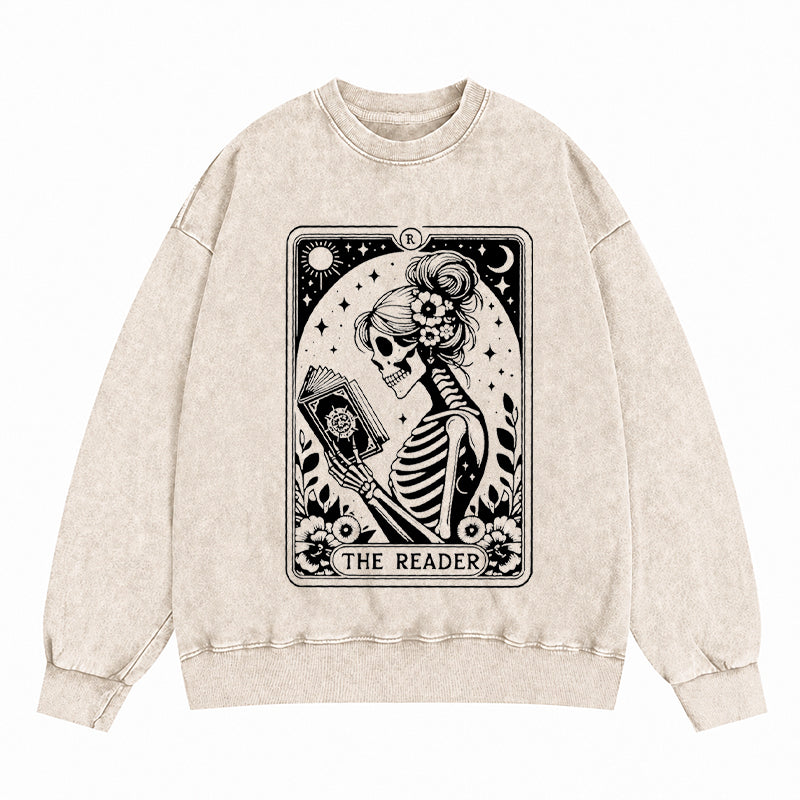 The Reader Tarot Card Reading Washed Crewneck Sweatshirt