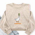 Embroidered Funny Asparagus Asparagoose Washed Crewneck Sweatshirt