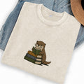 Embroidered Reading Otter Washed Crew Neck T-Shirt