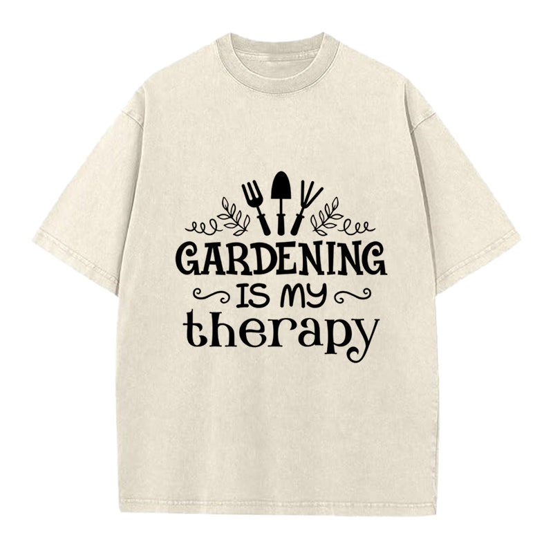 Gardening is My Therapy Washed Crew Neck T-Shirt