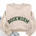 Embroidered Bookworm Washed Crewneck Sweatshirt