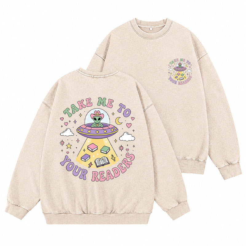 Take Me To Your Readers Washed Crewneck Sweatshirt