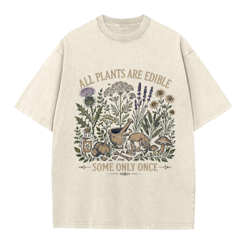 All Plants are Edible Gardening Washed Crew Neck T-Shirt