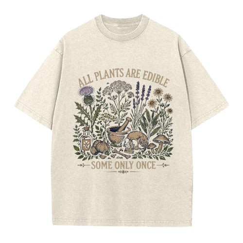 All Plants are Edible Gardening Washed Crew Neck T-Shirt