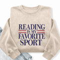 Embroidered Reading Is My Favorite Sport Washed Crewneck Sweatshirt