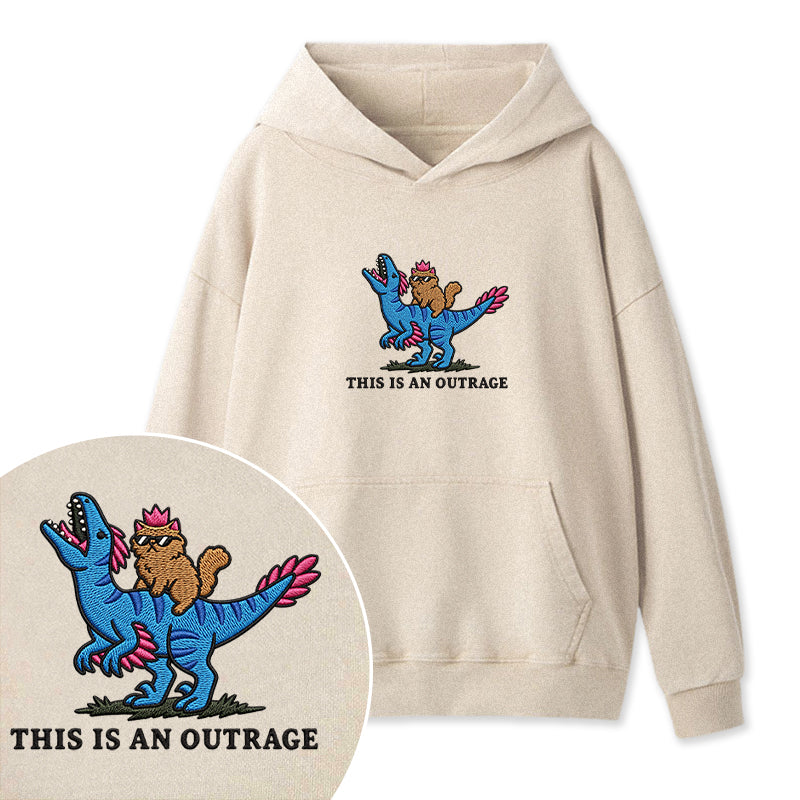 Embroidered This Is An Outrage Book Lover Washed Hoodie