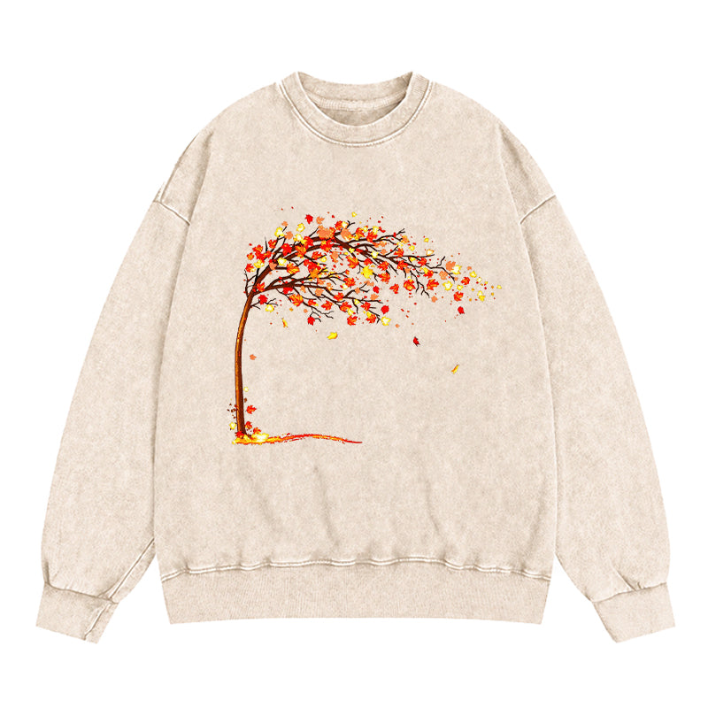 Autumn Leaves Cozy Fall Vibe Washed Crewneck Sweatshirt