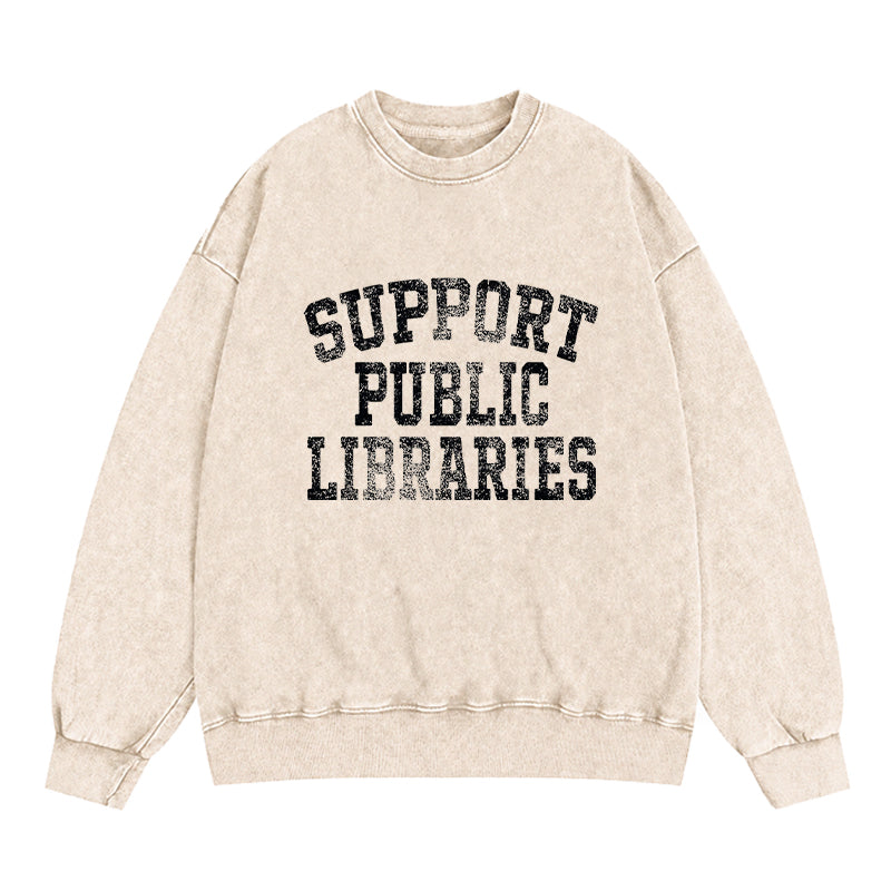 Support Public Libraries Washed Crewneck Sweatshirt