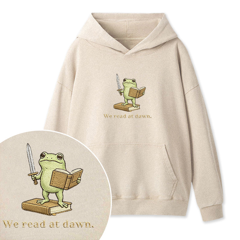Embroidered We Read At Dawn Frog Washed Hoodie