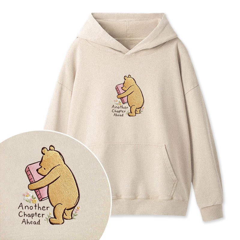 Embroidered Reading Bear Another Chapter Ahead Washed Hoodie