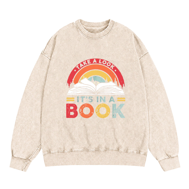 Take A Look It's In A Book Rainbow Washed Crewneck Sweatshirt