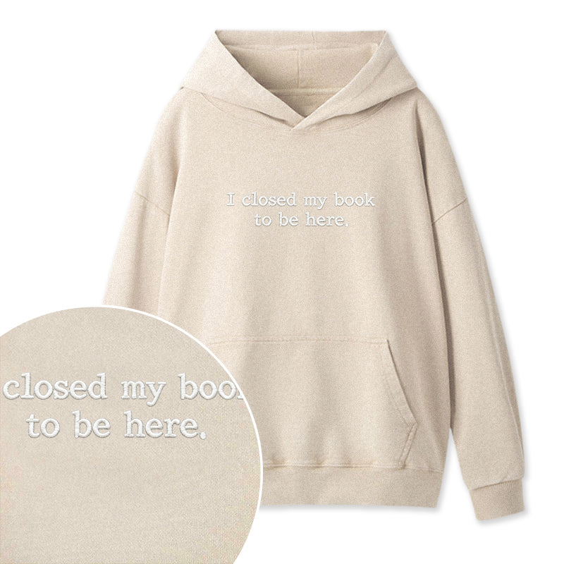 Embroidered Close Book Be Here Washed Hoodie
