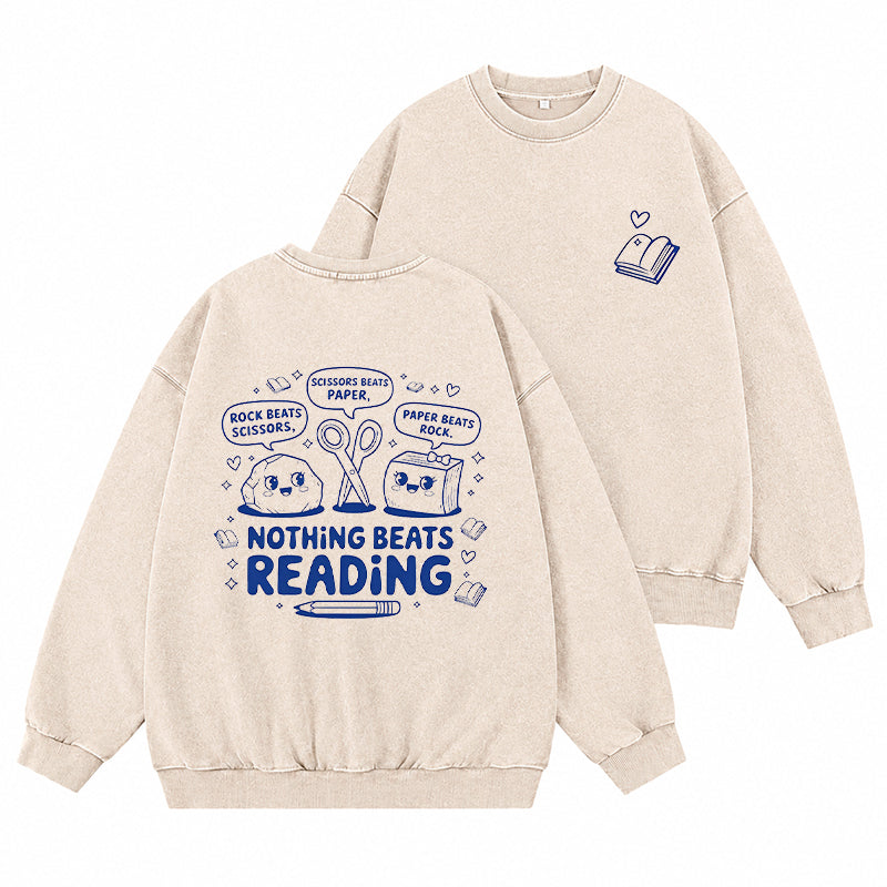 Nothing Beats Reading Washed Crewneck Sweatshirt