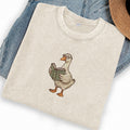 Embroidered Reading Goose Washed Crew Neck T-Shirt