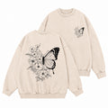 Floral Butterfly Washed Crewneck Sweatshirt