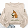 Embroidered New Book New Adventure Washed Crewneck Sweatshirt