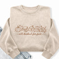 Embroidered All Booked For Fall Reading Washed Crewneck Sweatshirt