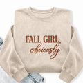 Embroidered Fall Girl Obviously Washed Crewneck Sweatshirt