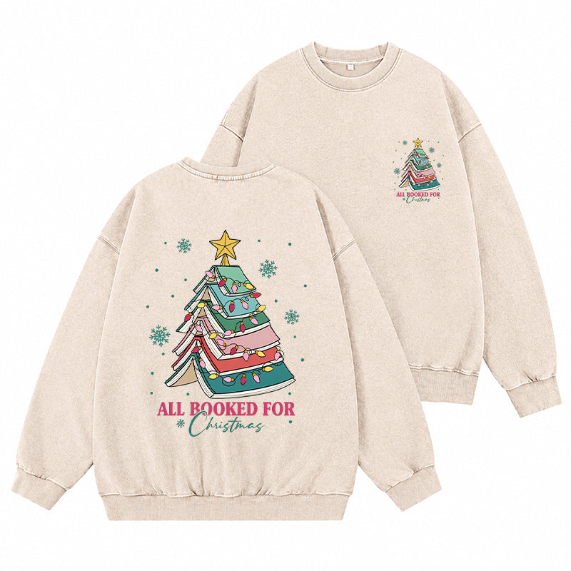 All Booekd For Christmas Washed Crewneck Sweatshirt