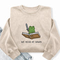 Embroidered We Read At Dawn Frog Washed Crewneck Sweatshirt