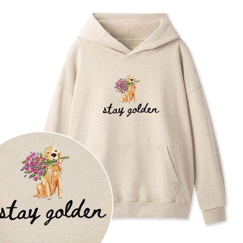 Embroidered Stay Golden Washed Hoodie