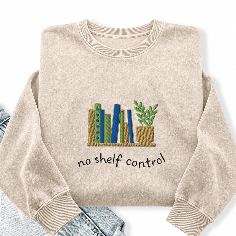 Embroidered No Shelf Control Washed Crewneck Sweatshirt