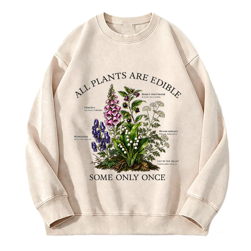 Vintage Botanical All Plants Are Edible Washed Crewneck Sweatshirt