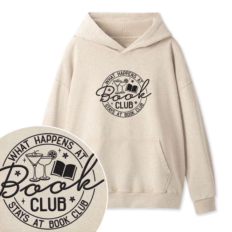 Embroidered Funny Book Club Washed Hoodie