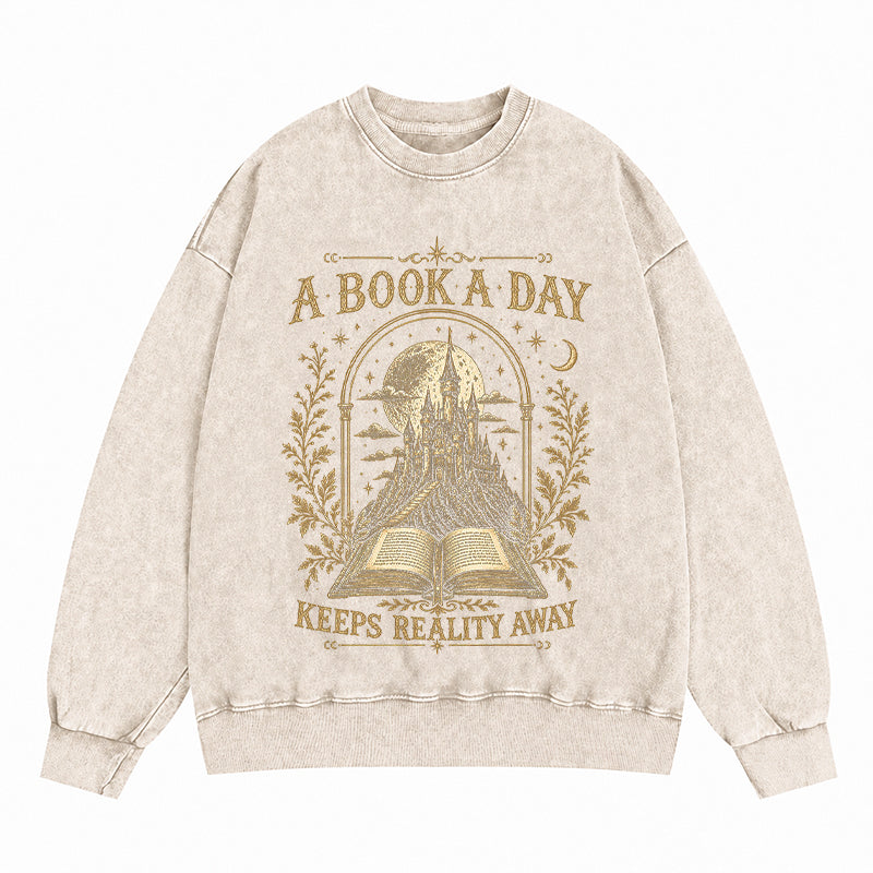 A Book A Day Washed Crewneck Sweatshirt