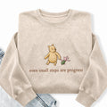 Embroidered Even Small Steps Are Progress Washed Crewneck Sweatshirt