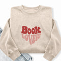 Embroidered Vintage Book Lover Washed Crewneck Sweatshirt