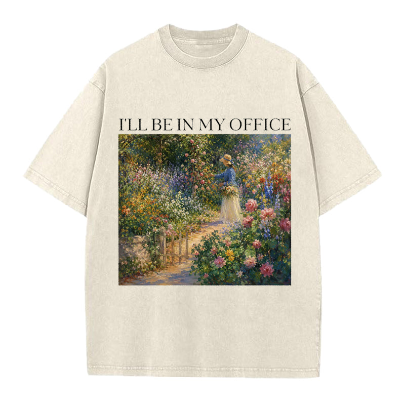 Garden My Office Retro Washed Crew Neck T-Shirt