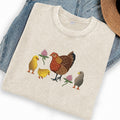 Embroidered Hen & Chicks Washed Crew Neck T-Shirt