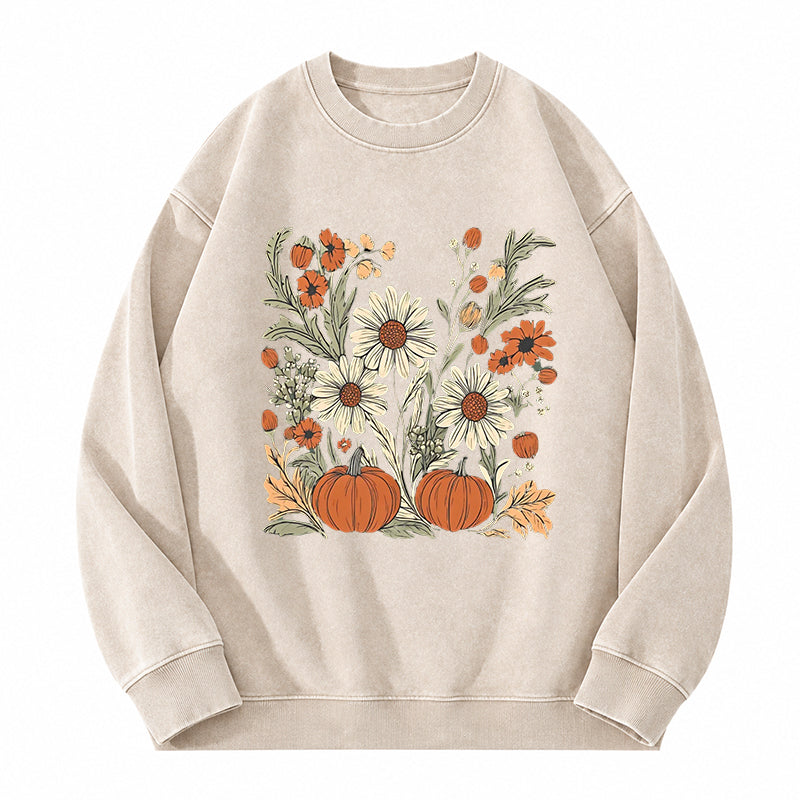 Pumpkin & Wildflower Washed Crewneck Sweatshirt