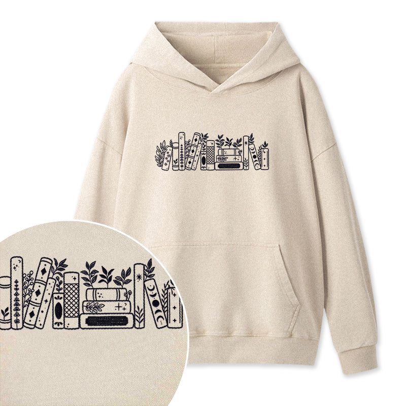 Embroidered Flower Book Washed Hoodie