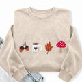 Embroidered Cozy Autumn Washed Crewneck Sweatshirt