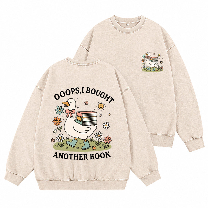 Funny Goose Bought Another Book Washed Crewneck Sweatshirt