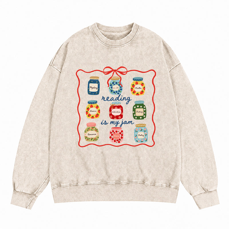 Reading Is My Jam Washed Crewneck Sweatshirt