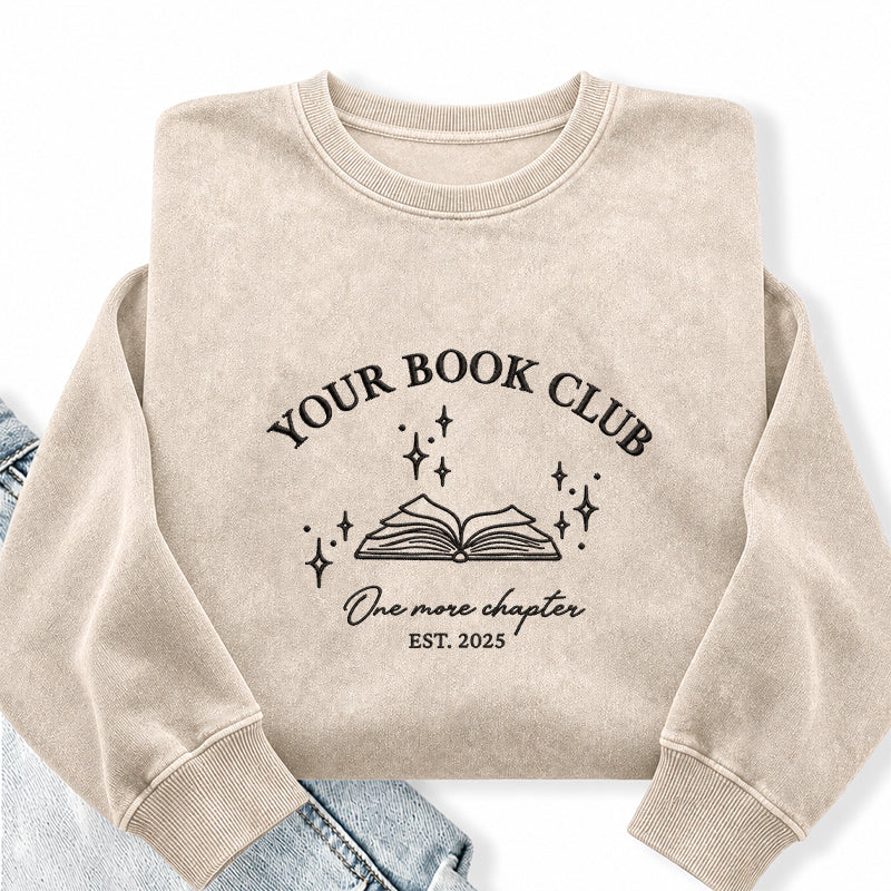 Custom Embroidered Book Club Washed Crewneck Sweatshirt