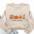 Embroidered Cozy Seasons Book Lover Washed Crewneck Sweatshirt