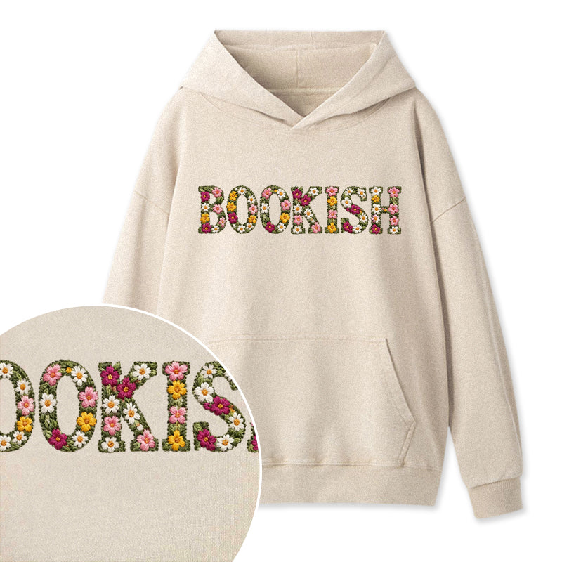Embroidered Floral Bookish Washed Hoodie