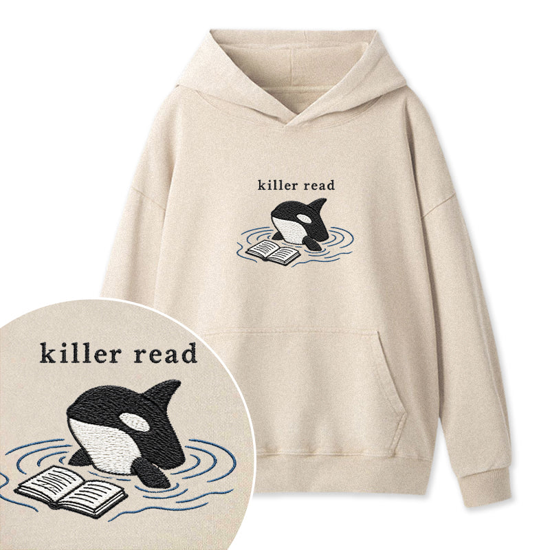 Embroidered Killer Read Orca Washed Hoodie