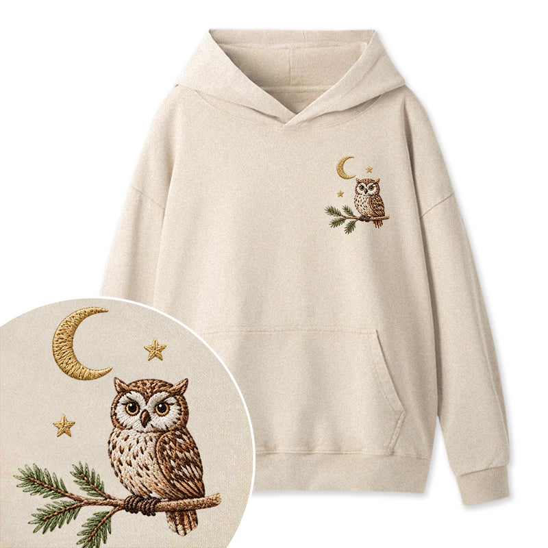 Embroidered Night Owl Washed Hoodie