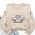 Embroidered Funny Goose Bumps Washed Crewneck Sweatshirt