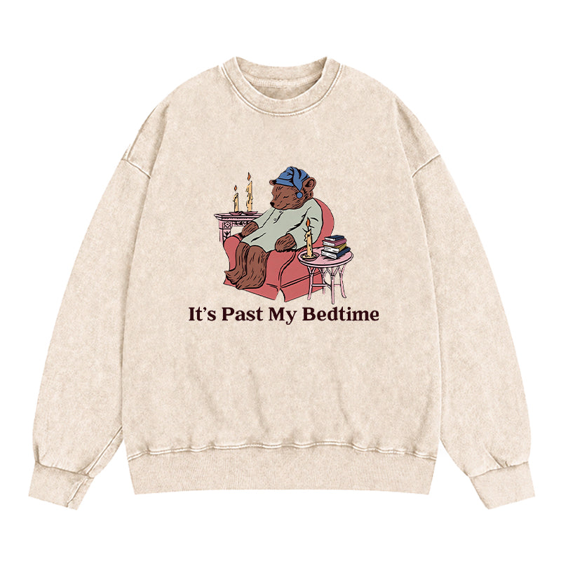 It's Past My Bedtime Bear Washed Crewneck Sweatshirt