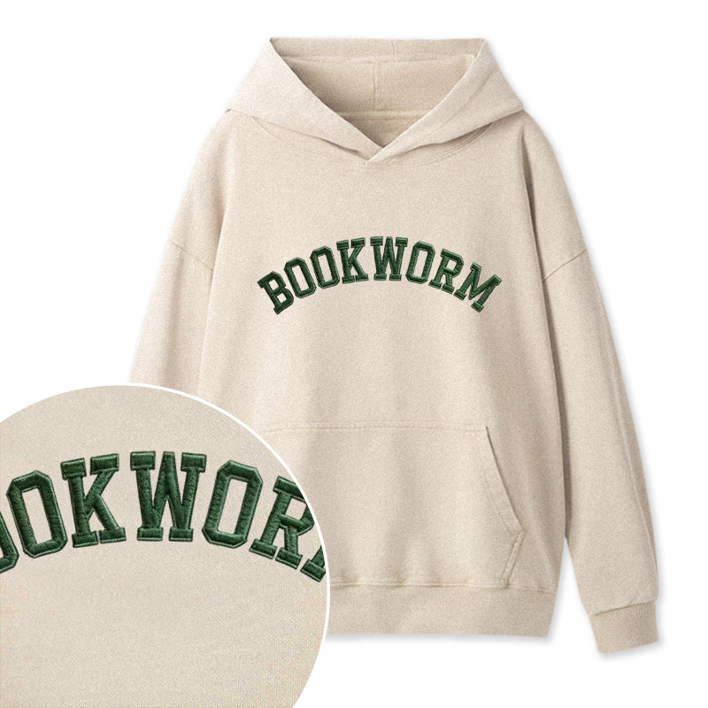 Embroidered Bookworm Washed Hoodie