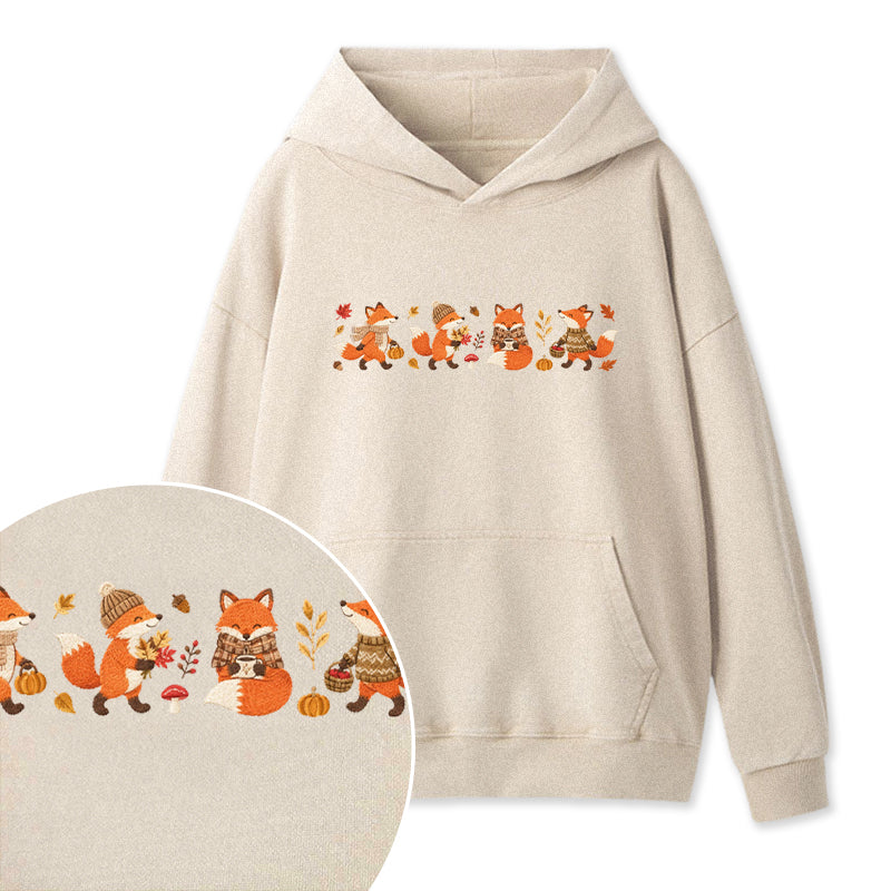 Embroidered Fall Fox Washed Hoodie